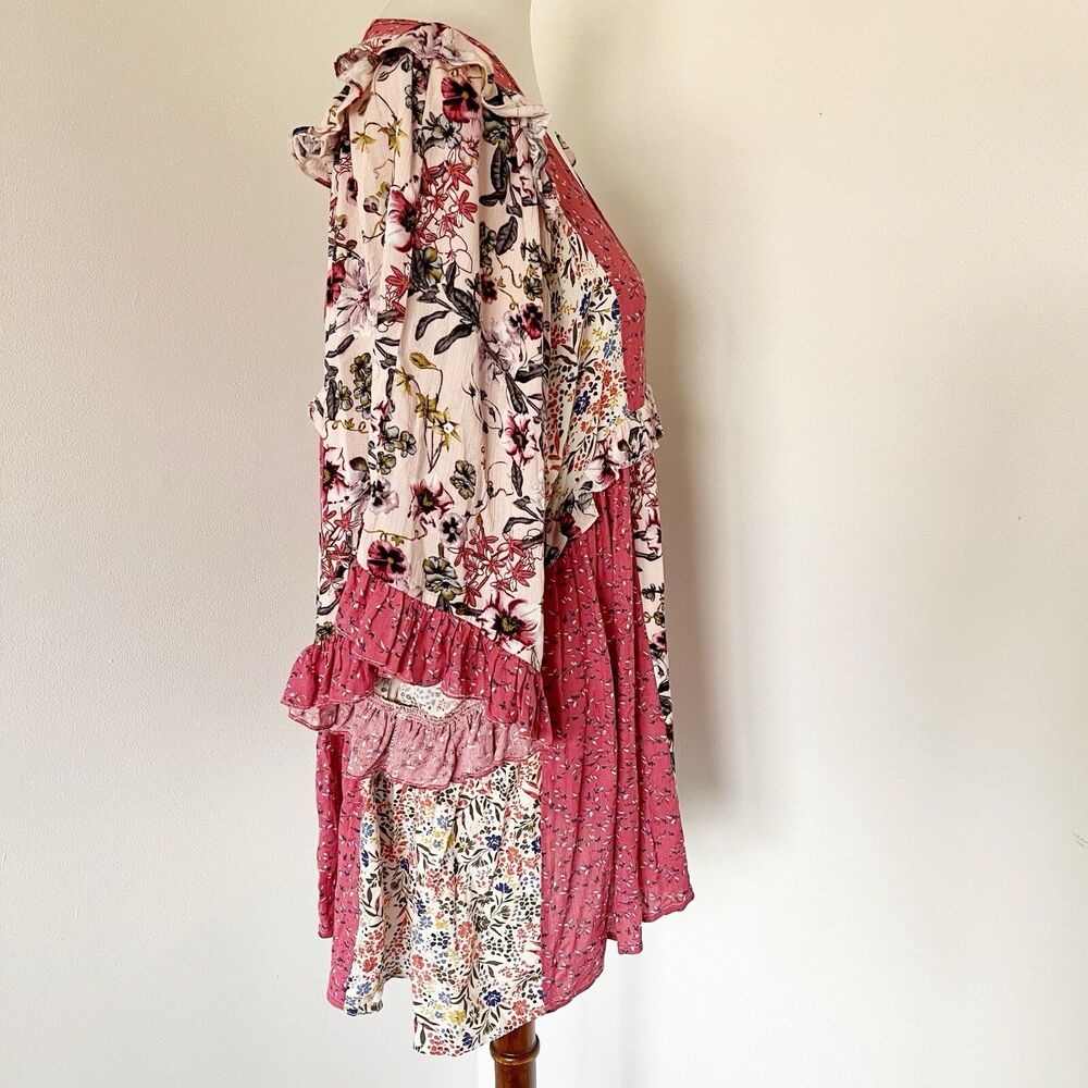 GiGio Oversized Tunic Blouse Top Shirt Dress Size Medium Floral Cottagecore Boho - Picture 14 of 16